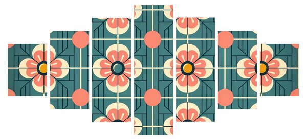 Obraz - Retro vzor s květy (210x100 cm)