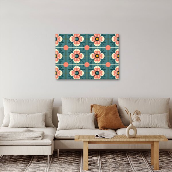 Obraz - Retro vzor s květy (70x50 cm)
