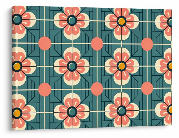 Obraz - Retro vzor s květy (70x50 cm)