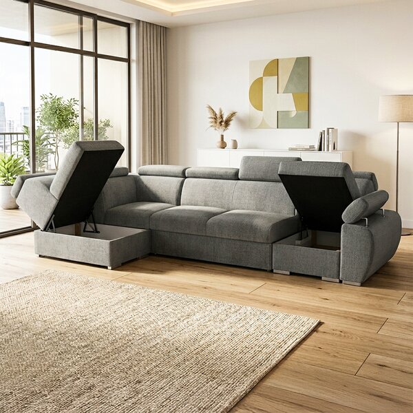 Sedací souprava BASTON | 165x320 cm | rozkládací + úložný prostor | VÝBĚR TKANIN