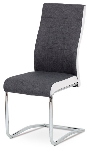 Jídelní židle na pohupové podnoži v kombinaci šedé látky a bílé ekokůže DCL-428 GRWT2