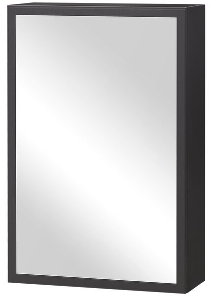 Zrcadlová skříňka do koupelny Kleankin, koupelnová skříňka se zrcadlovými dveřmi, závěsná skříňka, černá, 40 x 15 x 60 cm | Aosom