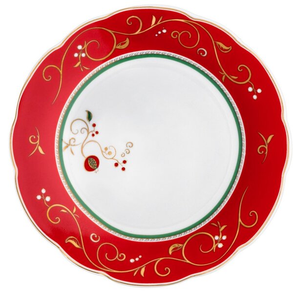 Jídelní 18-ti dílná sada talířů Tempo di Festa BRANDANI (barva - porcelán, bílá/červená/zelená)