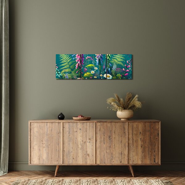 Obraz - Luční kvítí (s hodinami) (90x30 cm)