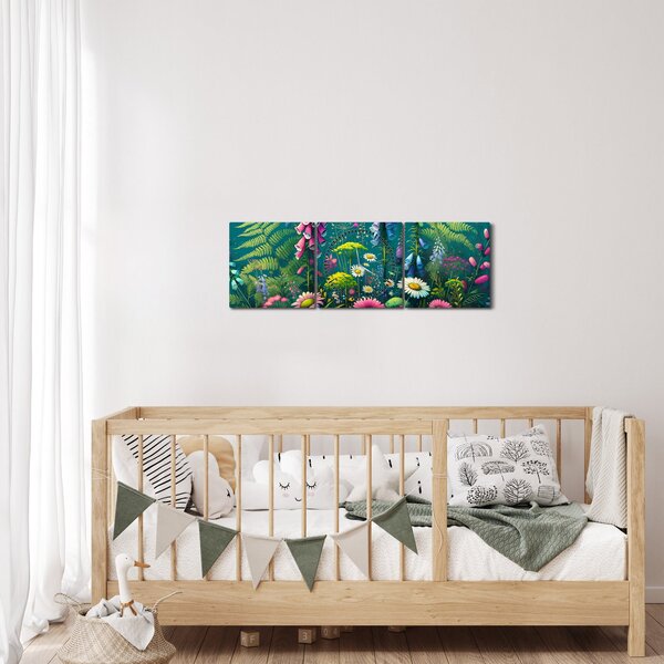 Obraz - Luční kvítí (s hodinami) (90x30 cm)
