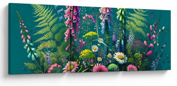 Obraz - Luční kvítí (s hodinami) (90x30 cm)