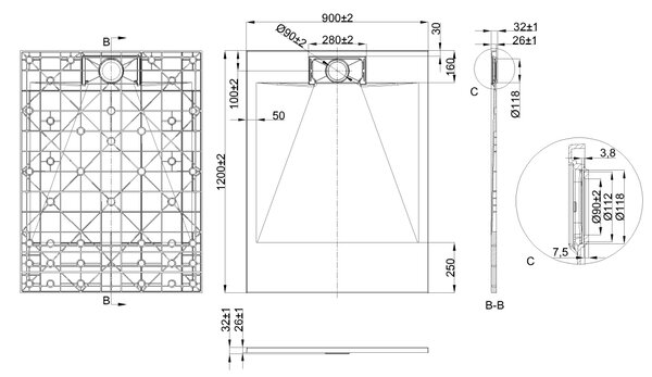 Invena Alvero obdélníková sprchová vanička 120x90 cm bílá AK-7B-912