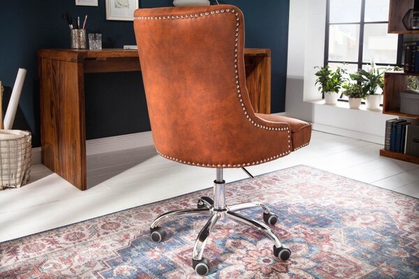 Kancelářská židle s područkami Jett vintage světlehnědá