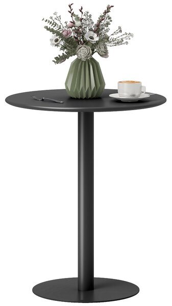 HOMCOM Jídelní stůl, Kulatý stůl pro 2 osoby, Moderní jídelní stůl do obývacího pokoje a zahrady, Ocel, Ø60 x 72 cm, Černý | Aosom