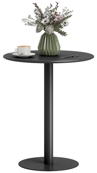 HOMCOM Jídelní stůl, Kulatý stůl pro 2 osoby, Moderní jídelní stůl do obývacího pokoje a zahrady, Ocel, Ø60 x 72 cm, Černý | Aosom