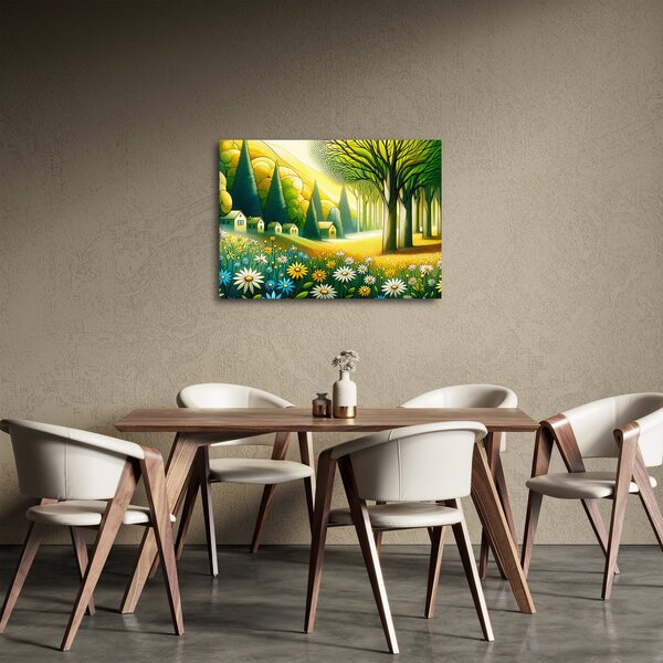 Obraz - Vesnice ve žluto-zelené (70x50 cm)