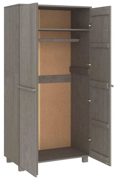 Šatní skříň HAMAR světle šedá 89 x 50 x 180 cm masivní borovice 340483