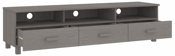 TV stolek HAMAR světle šedý 158 x 40 x 40 cm masivní borovice 340475