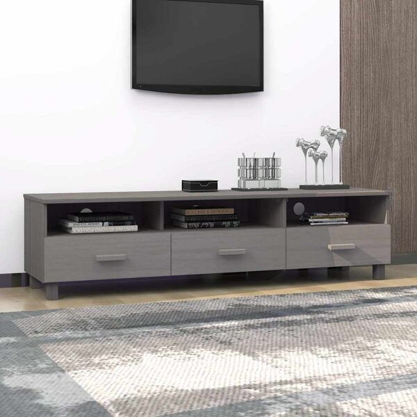 TV stolek HAMAR světle šedý 158 x 40 x 40 cm masivní borovice 340475