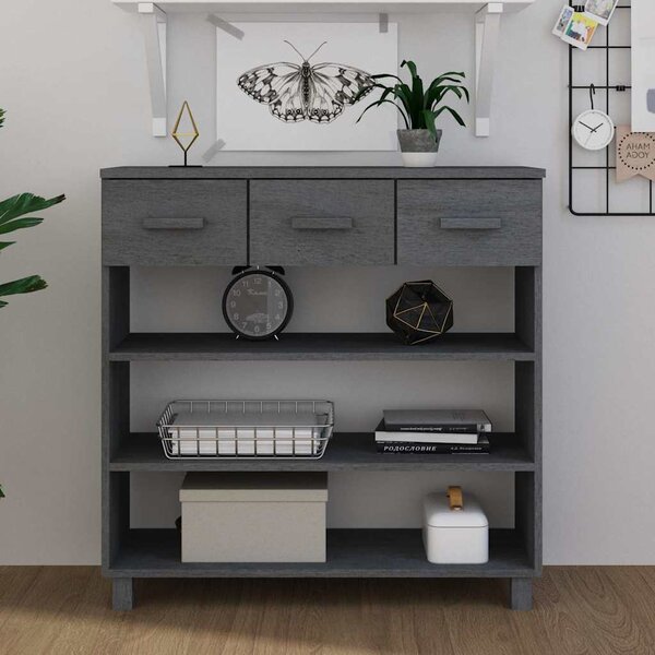Konzolový stolek HAMAR tmavě šedý 90x35x90 cm masivní borovice 340466