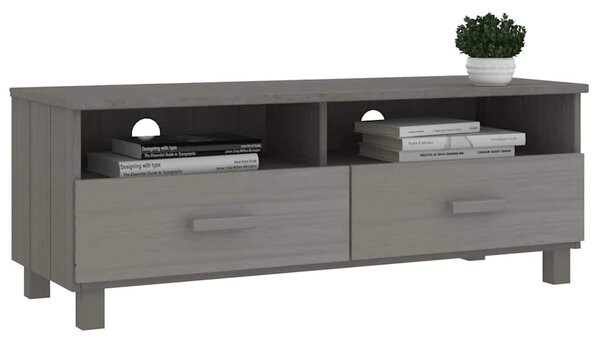TV stolek HAMAR světle šedý 106 x 40 x 40 cm masivní borovice 340471