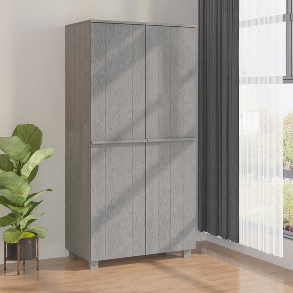 Šatní skříň HAMAR světle šedá 89 x 50 x 180 cm masivní borovice 340483