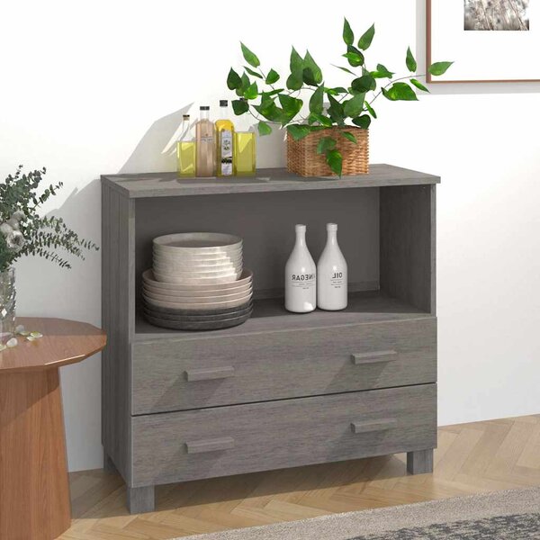 Příborník HAMAR světle šedý 85 x 35 x 80 cm masivní borovice 340499