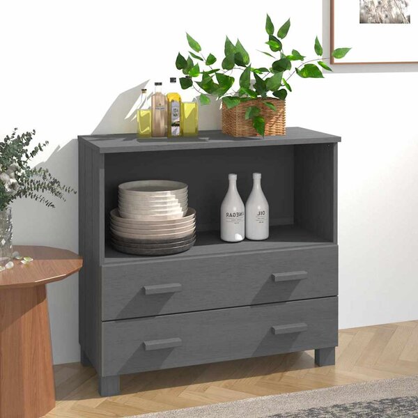 Příborník HAMAR tmavě šedý 85 x 35 x 80 cm masivní borovice 340498