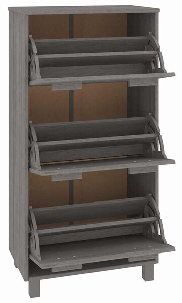 Botník HAMAR světle šedý 59,5 x 35 x 117 cm masivní borovice 340515
