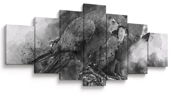 Obraz - Akvareloví papoušci (210x100 cm)
