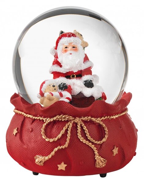 Vánoční hrací sněžítko Santa Claus s medvídkem VÁNOCE BRANDANI (barva - červená)