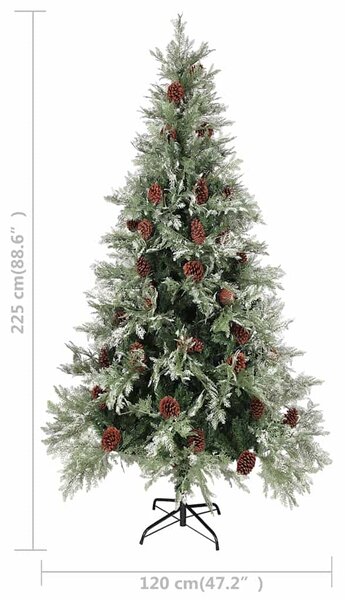 Vánoční stromek se šiškami zelenobílý 225 cm PVC a PE 340536