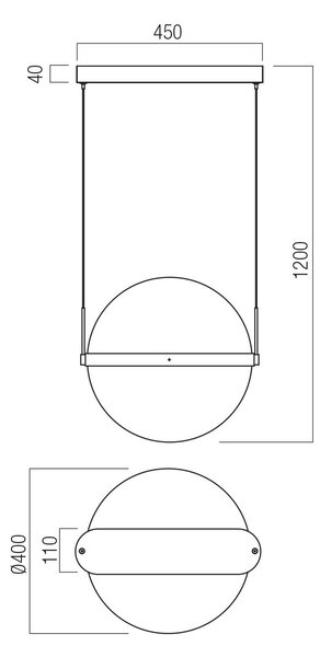 Redo Závěsné LED svítidlo ATLAS 34W, ø 40 cm, CRI90 Barva: Černá, Barva světla: 2700K