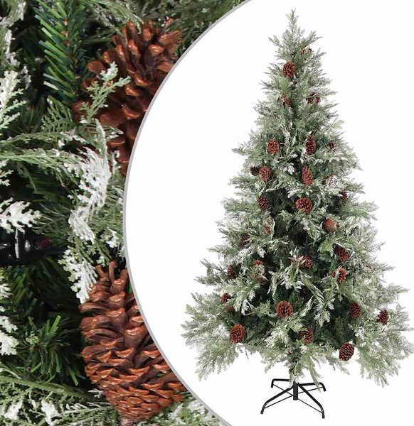 Vánoční stromek se šiškami zelenobílý 195 cm PVC a PE 340535