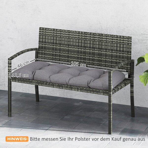 Židle na lavici Outsunny 105 x 46 x 12,5 cm s popruhy, polstrování na venkovní židle, voděodolné polstrování UPF50+, polštář na sezení, polštářek, pod