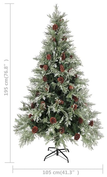 Vánoční stromek se šiškami zelenobílý 195 cm PVC a PE 340535