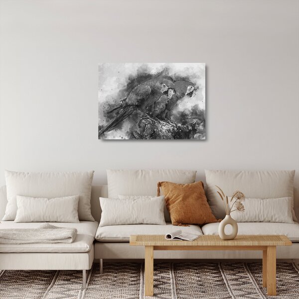 Skleněný obraz - Akvareloví papoušci (70x50 cm)