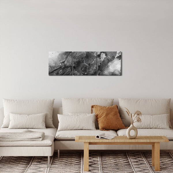 Obraz - Akvareloví papoušci (s hodinami) (90x30 cm)