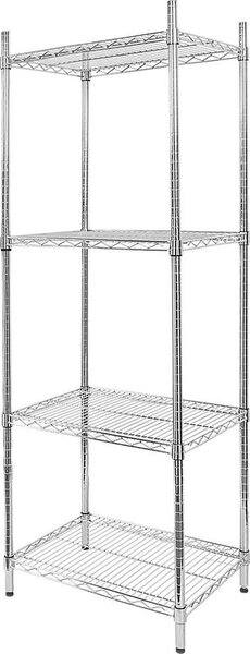 Kuchyský regál pro gastronomii, chromovaná ocel, univerzální Mega-M, 4 police, 180 x 60 x 45 cm, nosnost do 250 kg
