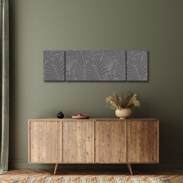 Obraz - Šedé palmové listy (170x50 cm)