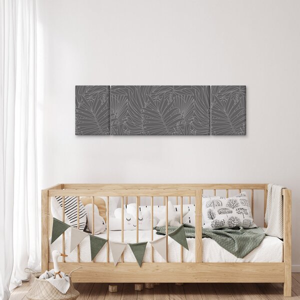 Obraz - Šedé palmové listy (170x50 cm)