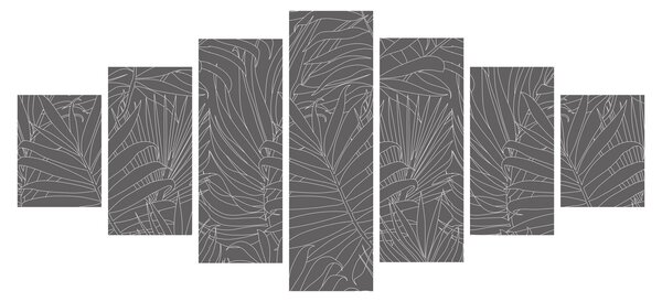 Obraz - Šedé palmové listy (210x100 cm)