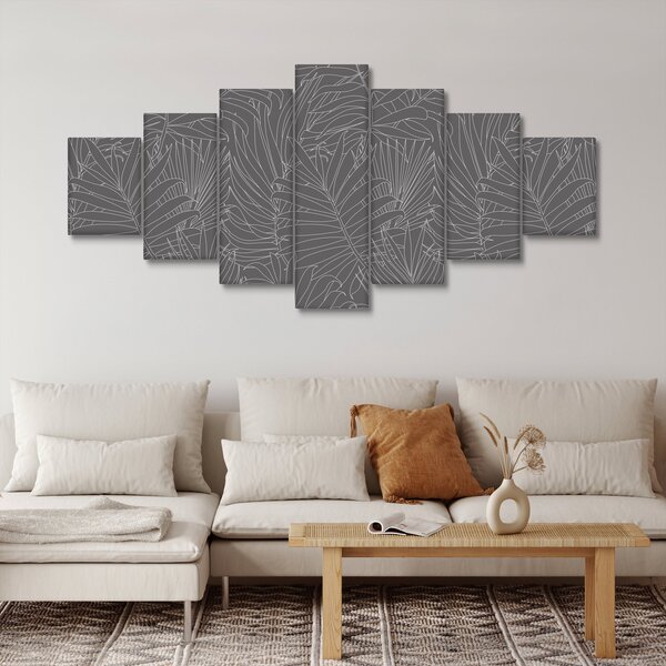 Obraz - Šedé palmové listy (210x100 cm)