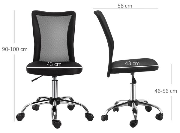 Ergonomická kancelářská židle Vinsetto, nastavitelná výška, 360° otáčení s prodyšným opěradlem, pro kancelář a studovnu, nosnost do 100 kg, černá | Ao