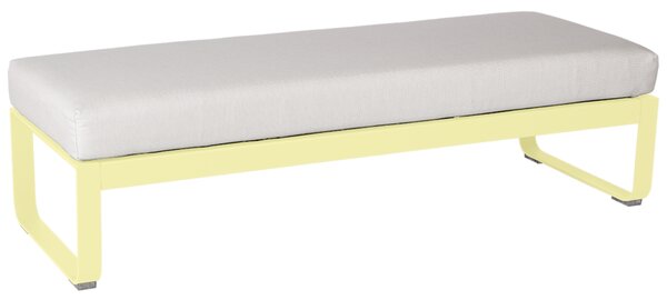 Bílá čalouněná lavice Fermob Bellevie 148 cm s citronově žlutou podnoží