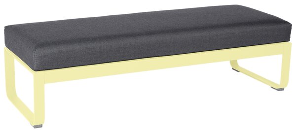Tmavě šedá čalouněná lavice Fermob Bellevie 148 cm s citronově žlutou podnoží