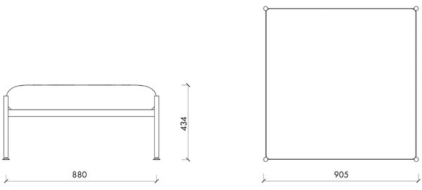 -25 % Dny MOMENTI– noo.ma Černá čalouněná podnožka Toom 90,5 x 90,5 cm