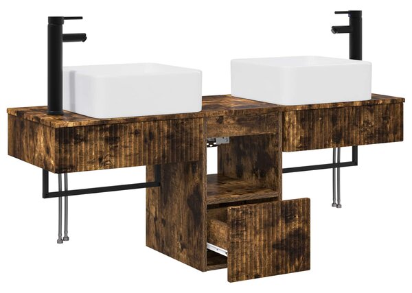 Sada koupelnových skříněk 3 ks Kouřový dub 136 x 35 x 80 cm 3405612
