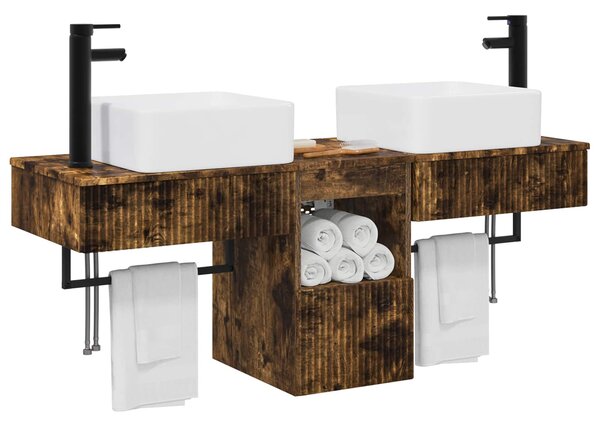 Sada koupelnových skříněk 3 ks Kouřový dub 136 x 35 x 80 cm 3405612