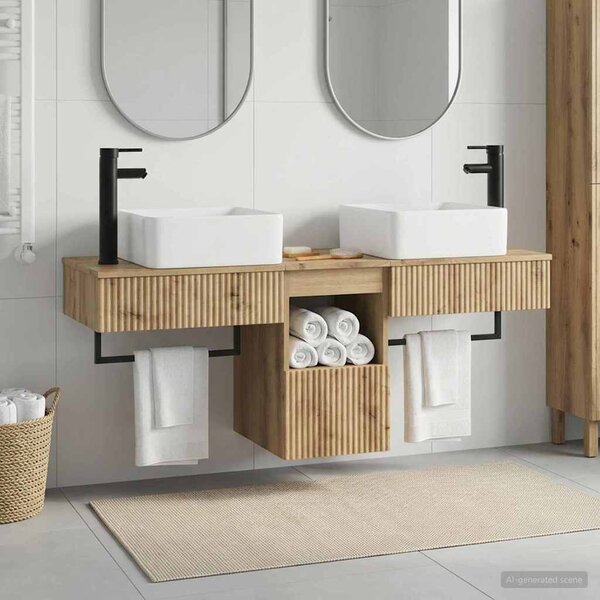 Sada koupelnových skříněk 3 ks Dub artisan 136 x 35 x 80 cm 3405616
