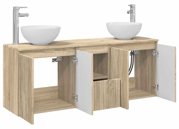 Sada koupelnových skříněk 3 ks Dub sonoma 129 x 41 x 80 cm 3405629