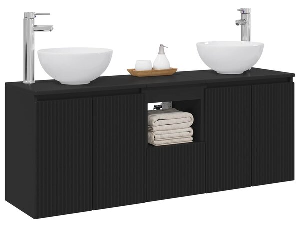 Sada koupelnových skříněk 3 ks Černá 129 x 41 x 80 cm 3405628