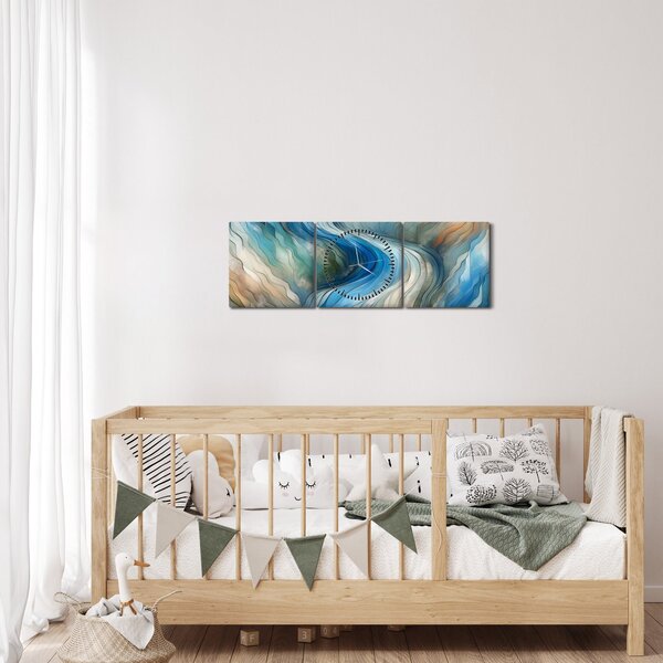 Obraz - Abstraktní proud (s hodinami) (90x30 cm)