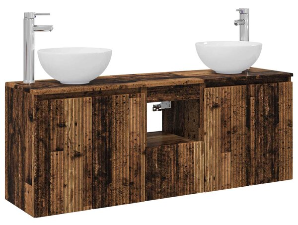 Sada koupelnových skříněk 3 ks Staré dřevo 129 x 35 x 80 cm 3405625