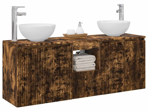 Sada koupelnových skříněk 3 ks Kouřový dub 129 x 35 x 80 cm 3405622